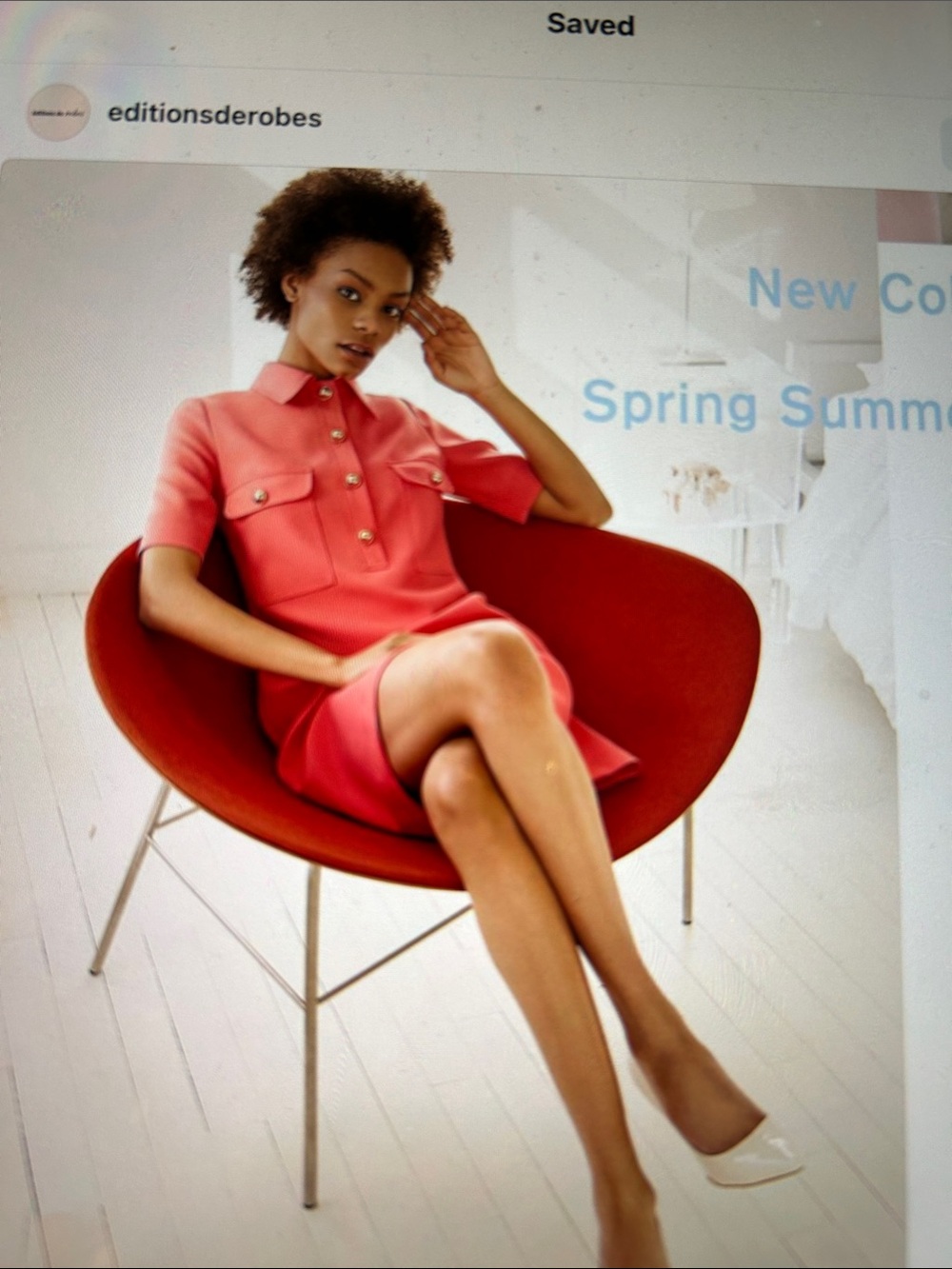 Editions de Robes Coral Short Sleeve Shift Dress with Gold Buttons